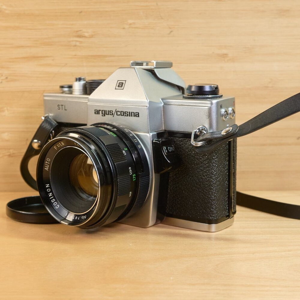 Vintage Argus Cosina STL 35mm Film Camera with Cosinon 50mm F/1.8 Lens.